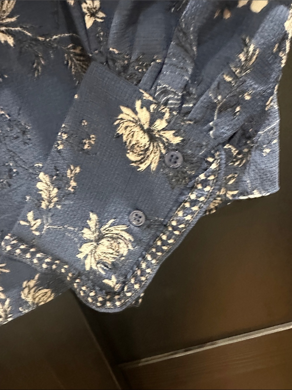 Max Studio Navy Floral V-Neck Button Blouse - Picture 5 of 13